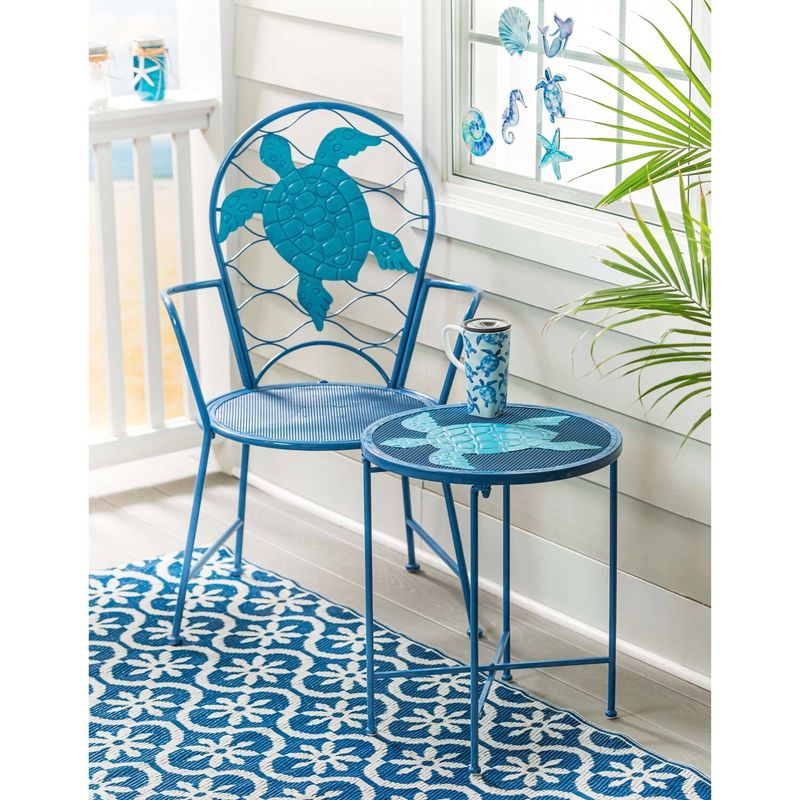 Metal Tortoise Outdoor Table and Chair Set - Blue