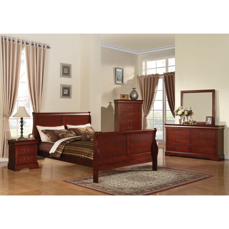 Acme Furniture Louis Philippe III Cherry Finish 4-piece Bedroom Set - Eastern King