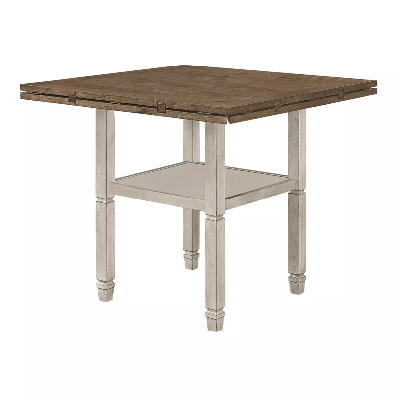 Sarasota Counter Height Table with Shelf Storage Nutmeg and Rustic Cream