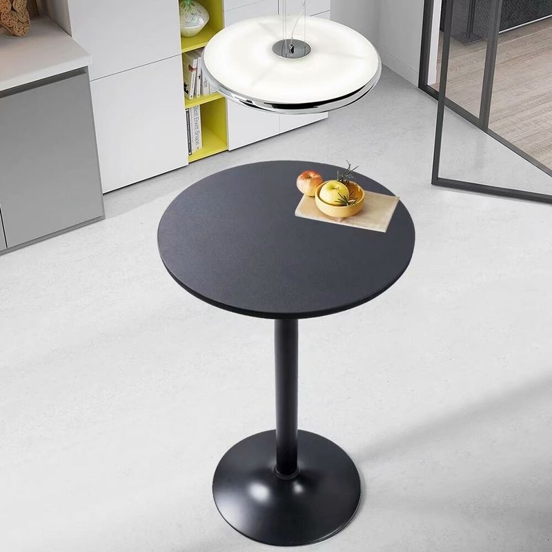 Homall Bistro Pub Table Round Bar Height Cocktail Table Metal Base MDF Top Obsidian Table with Black Leg 23.8inch Top - N/A - Black