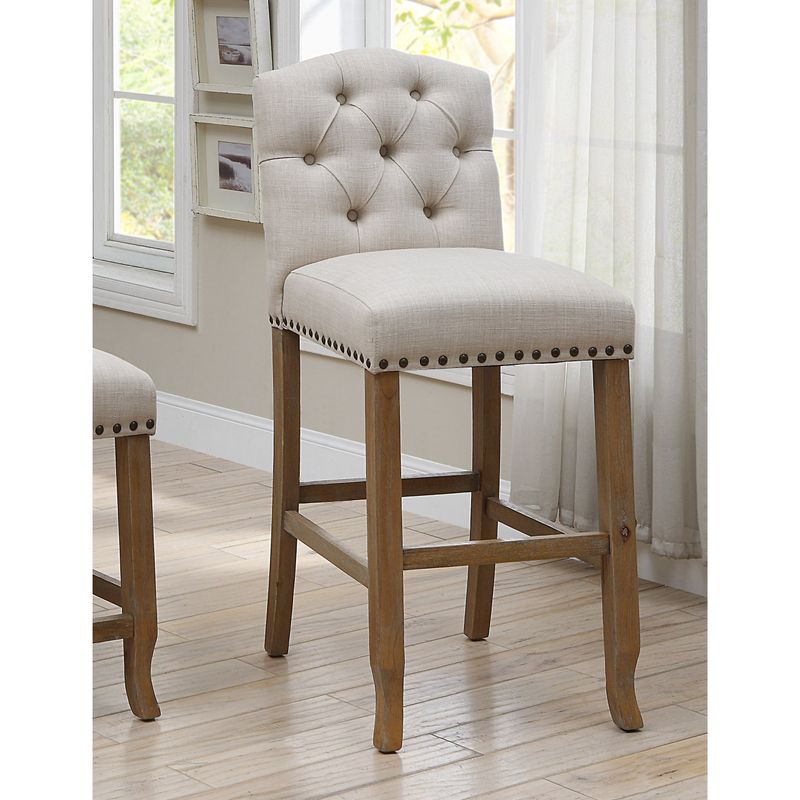 Matheson Rustic Tufted Bar Chairs (Set of 2) by FOA - Dark Grey