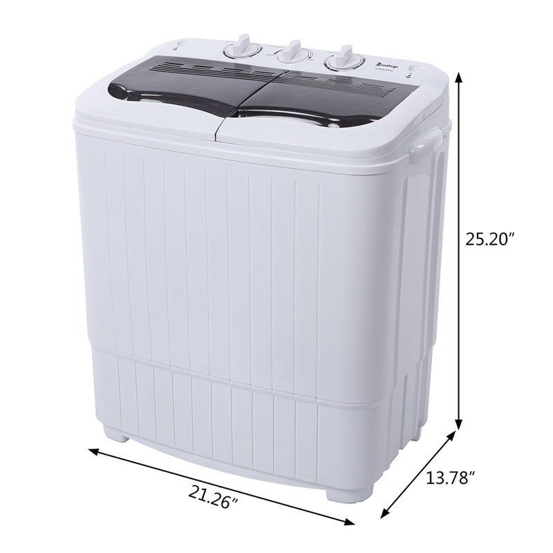 ZOKOP 14.3lbs Mini Semi-automatic Washing Machine Compact Washer - Grey
