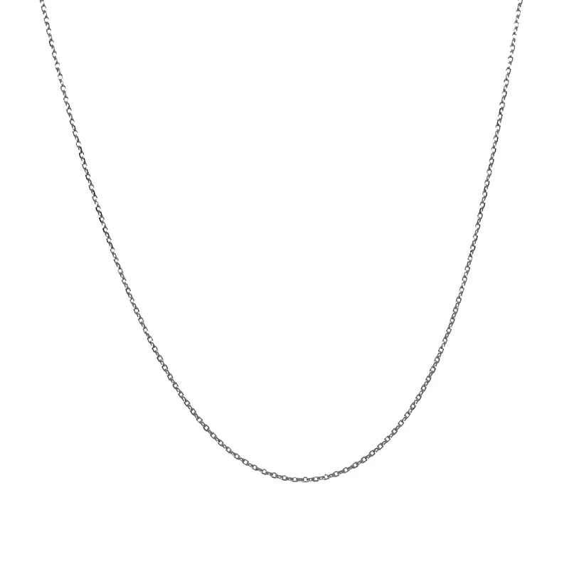 14k White Gold Diamond Cut Cable Link Chain 0.7mm (18 Inch)