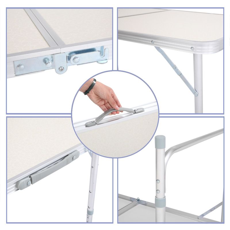 Coutlet 120 x 60 x 70 4Ft Portable Multipurpose Folding Table White - White