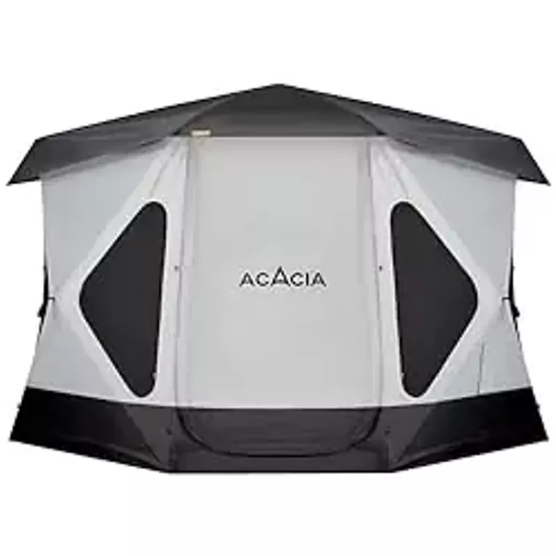 Space Acacia Camping Tent XL, 4-6 Person Large Family Tent with 6'10'' Height, 2 Doors, 8 Windows, Waterproof Pop Up Easy Setup Hub Tent with Rainfly, Footprint for Car Camping, Glamping, Black