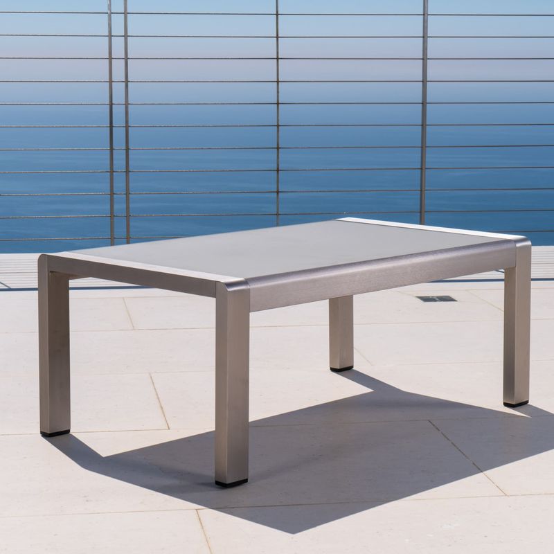 Cape Coral Outdoor Aluminum Coffee Table by Christopher Knight Home - Silver