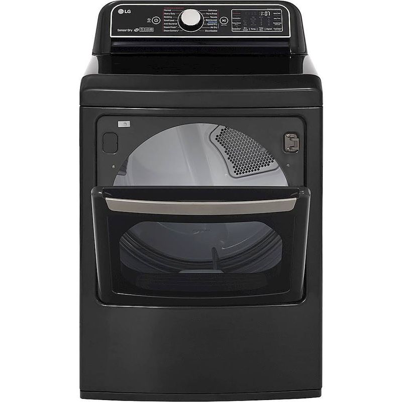Alt View Zoom 1. LG - 7.3 Cu. Ft. Smart Gas Dryer with Steam and Sensor Dry - Black steel