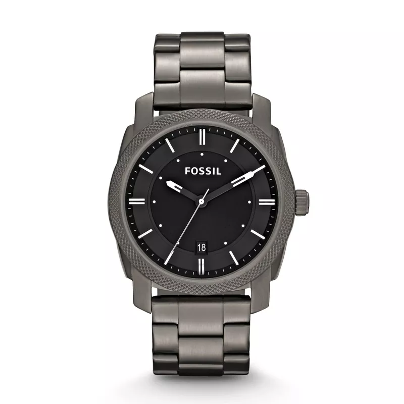 Fossil - Mens Machine Smoke Stainless Steel Watch Black Dial