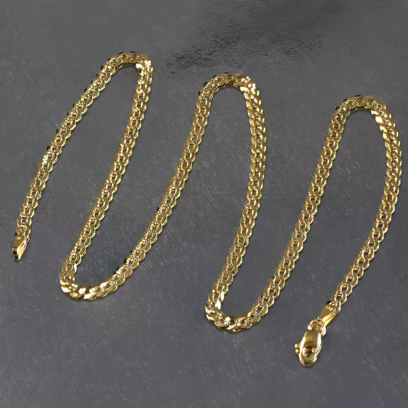 3.6 mm 14k Two Tone Gold Pave Curb Chain (24 Inch)