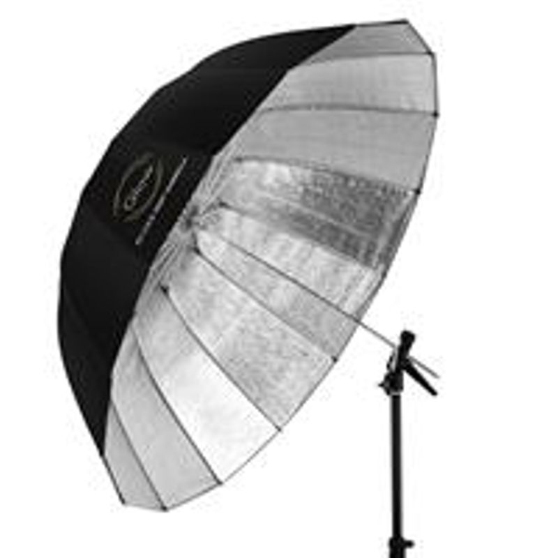 Glow Easy Lock Large Deep Beaded Silver Fiberglass Umbrella (51")