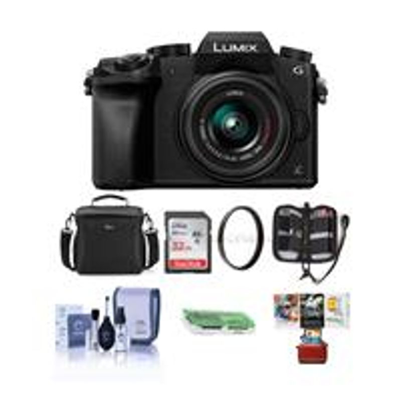 Panasonic Lumix DMC-G7 Mirrorless Micro Four Thirds Camera with 14-42mm Lens, Black - Bundle with Camera Case, 32GB SDHC Card, Cleaning...