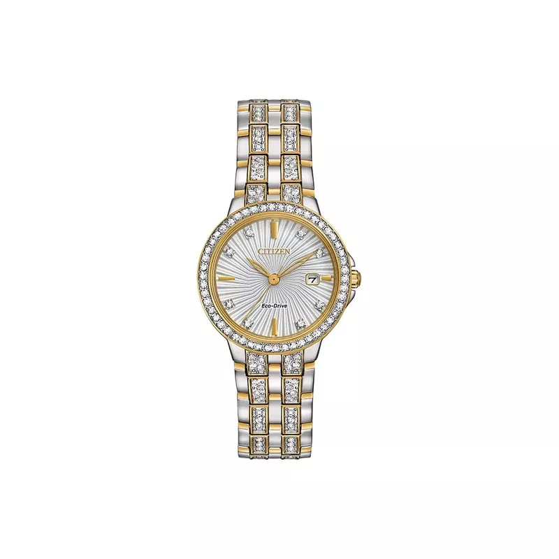 Citizen - Ladies Eco-Drive Silhouette Crystal Watch Two-Tone Dial