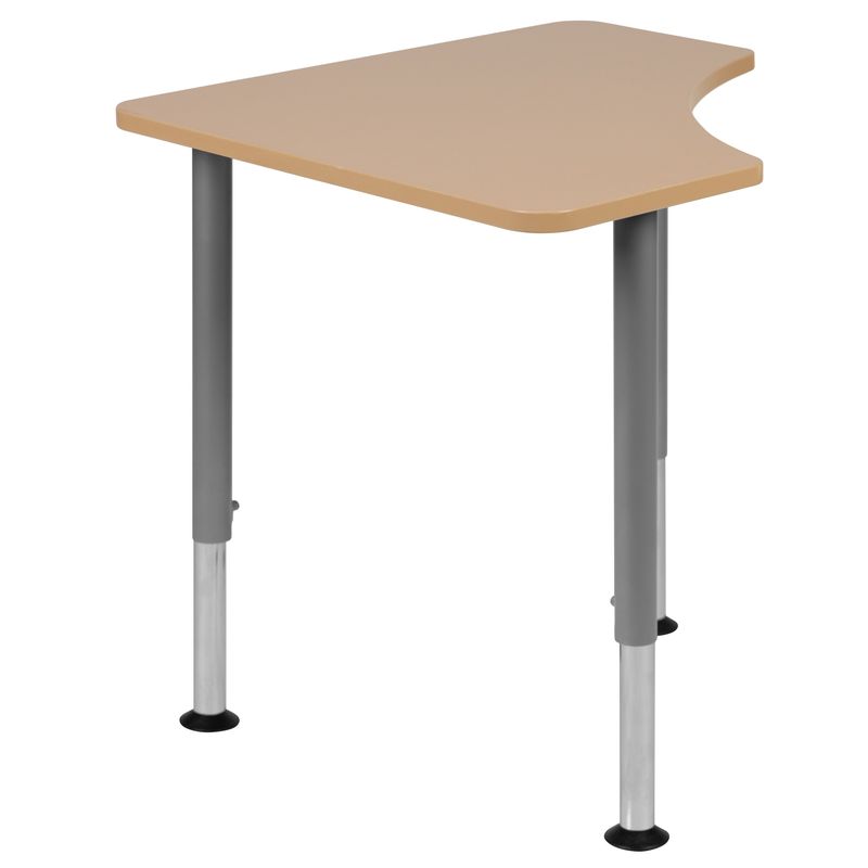 Triangular Collaborative Adjustable Student Desk - Home and Classroom - Natural