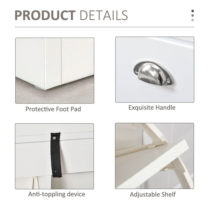 HOMCOM Shoe Rack Bench for Entryway Storage Organizer with Cushion 2 Drawers Adjustable Shelf, White - 41" x 9.5" x 21.75" - Grey