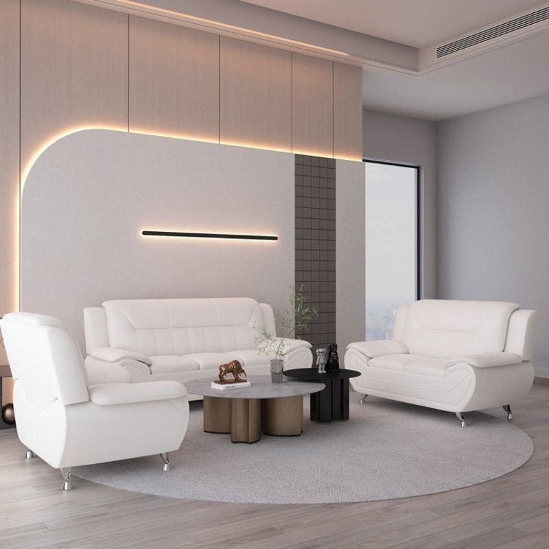 Sanuel 3 pieces living room sets - White