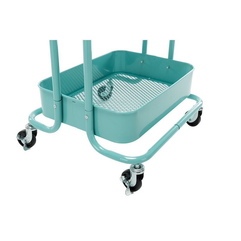 4-Tier Metal Utility Cart with Wheels Storage Shelves Organizer - 17.7"x13.7"x42.9" - Blue