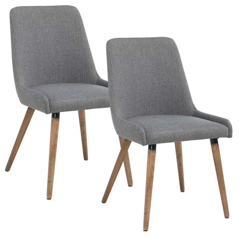 Mia Mid-century Grey Fabric Dining Chairs (Set of 2) - Mia Fabric Side Chairs Grey legs/Light Grey Fabric