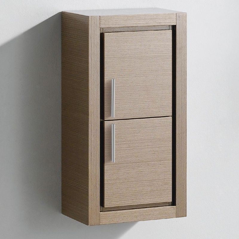Fresca Grey Oak Bathroom Linen Side Cabinet with 2 Doors - Gray Oak