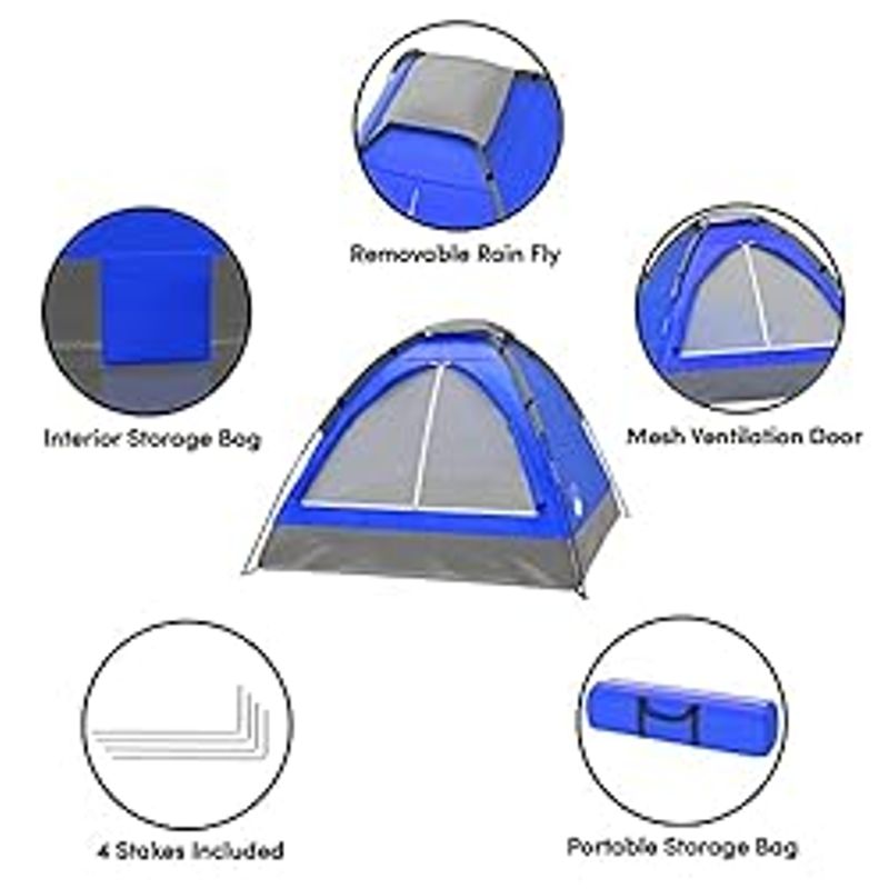 2-Person Tent with Sleeping Bags  Camping Gear Set Includes Outdoor Dome Tent with Rain Fly and 2 Adult Sleep Bags by Wakeman Outdoors...