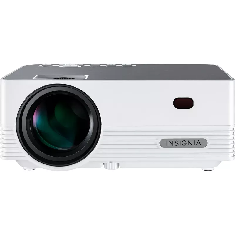 Insignia™ - Complete Outdoor Projector Kit with 91” Folding Screen, Projector, and Speaker - White