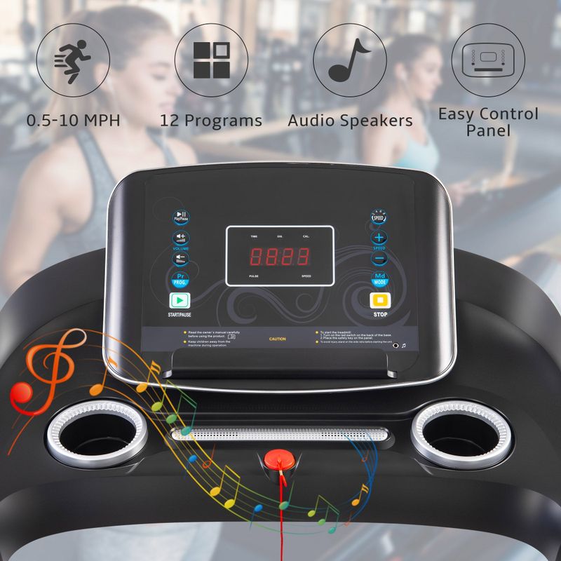 Nestfair Electric Motorized Treadmill with Audio Speakers - Black