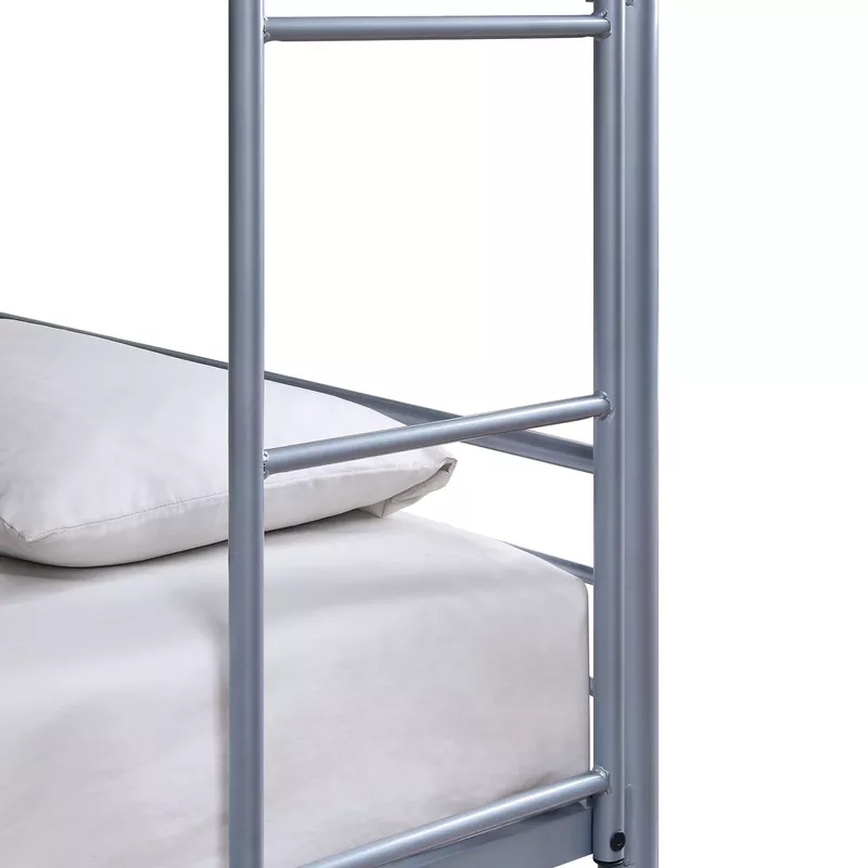 Industrial Metal Twin Triple Bunk Bed in Silver