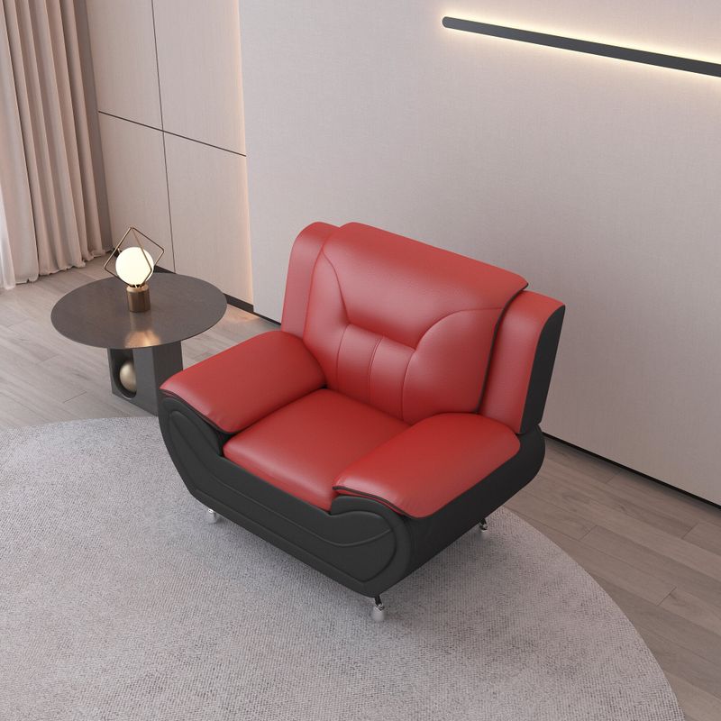 William Street Faux Leather Upholstered 3PCS Living Room Set - Red/Black