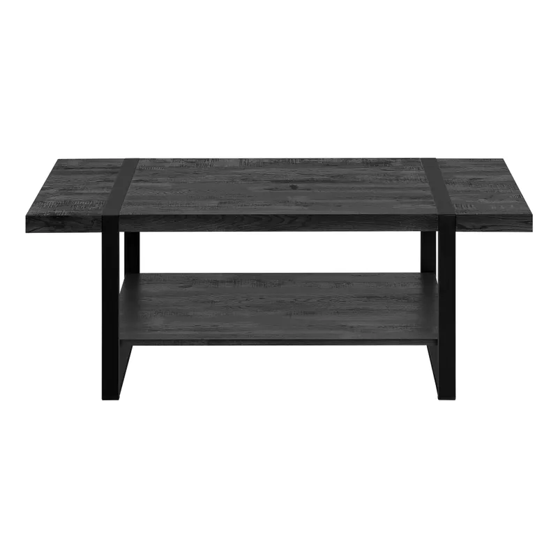 Coffee Table/ Accent/ Cocktail/ Rectangular/ Living Room/ 48"L/ Metal/ Laminate/ Black/ Contemporary/ Modern