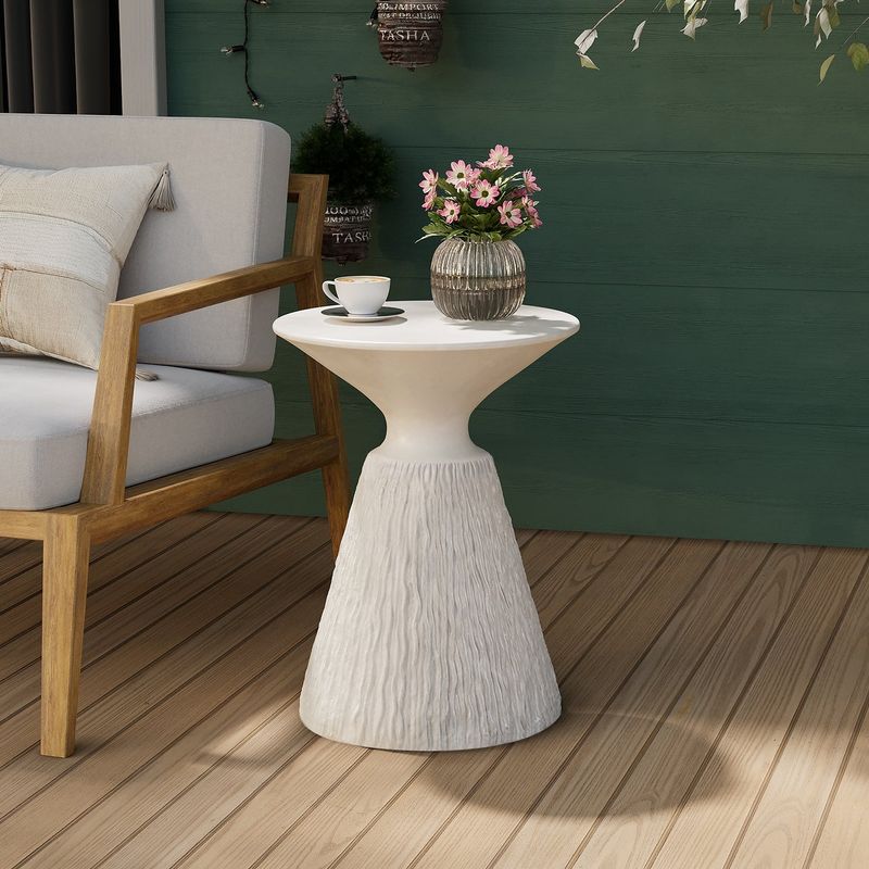 COSIEST Outdoor Indoor Pedestal End Table, Plant Stand (Color Options) - White - 2pc