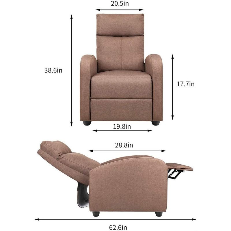 Fabric Recliner Chair Massage Recliner Sofa Chair Adjustable Reclining Chairs Home Theater Single Modern - Grey