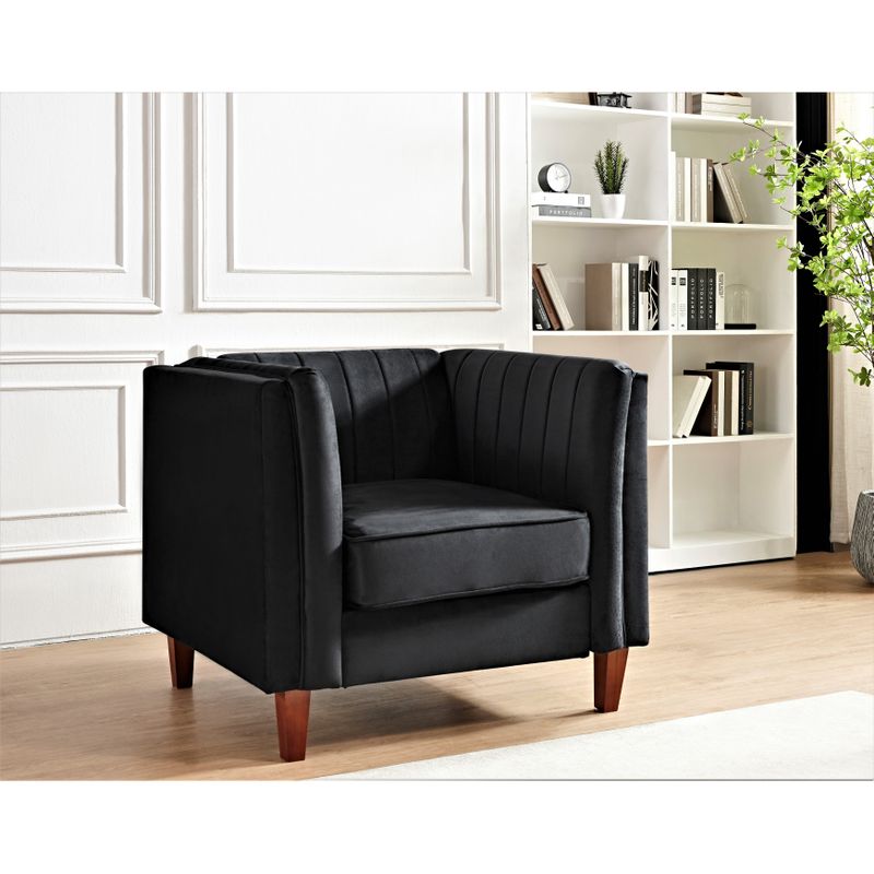 Line Tufted Square Design Chair - Black