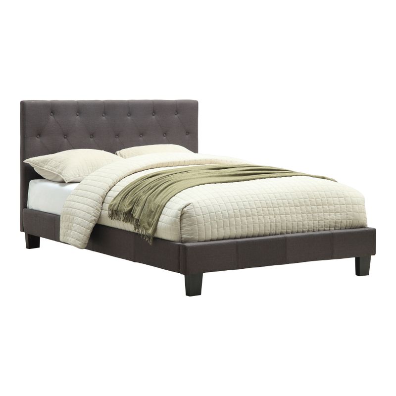 Perdella Contemporary Grey Fabric Low Profile 2-Piece Tufted Platform Bedroom Set by Furniture of America - Eastern King