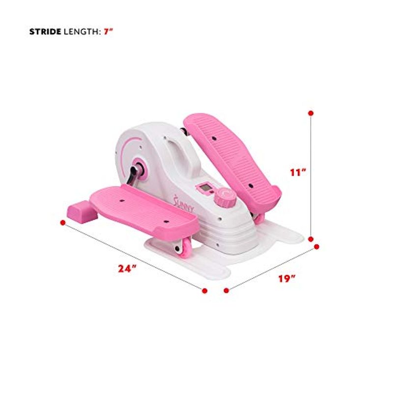 Sunny Health & Fitness Pink Under Desk Elliptical Machine - P2030