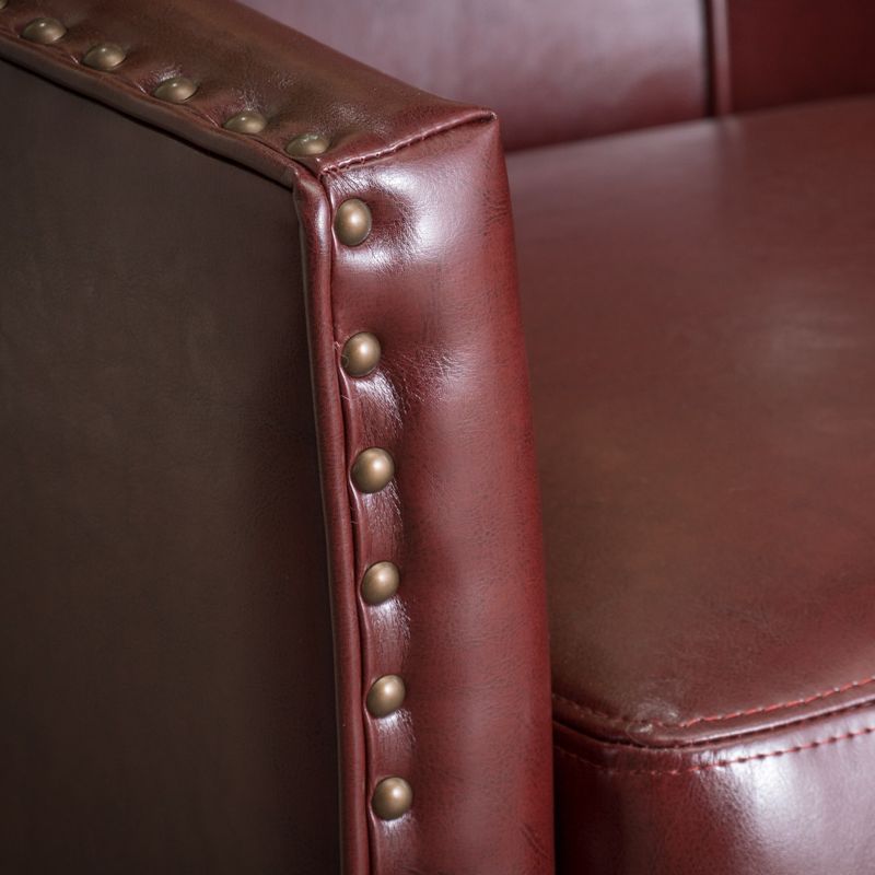 Austin Oxblood Red Bonded Leather Club Chair by Christopher Knight Home - -