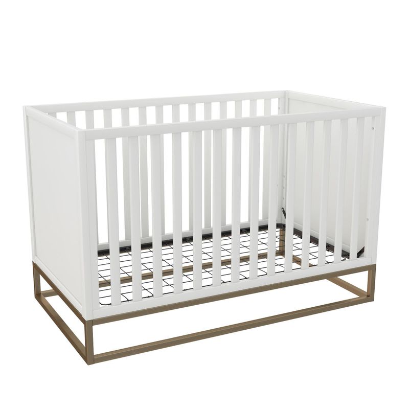 Little Seeds Haven 3 in 1 Convertible Wood Crib with Metal Base - Grey/Gold