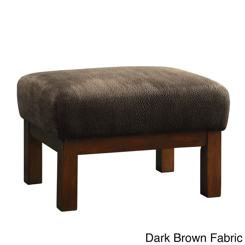 Hills Mission-style Oak Ottoman by iNSPIRE Q Classic - Dark Brown Fabric