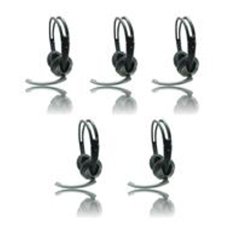 iMicro 5 Pack SP-IMME282 Wired USB Headphones with Microphone and Volume Control
