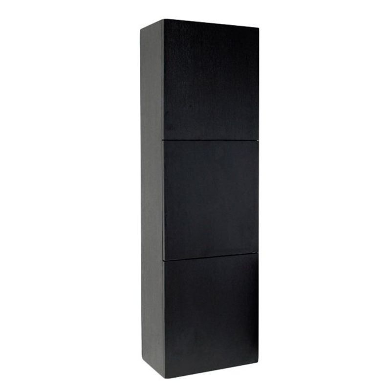 Fresca Black Bathroom Linen Side Cabinet with 3 Large Storage Areas - Black