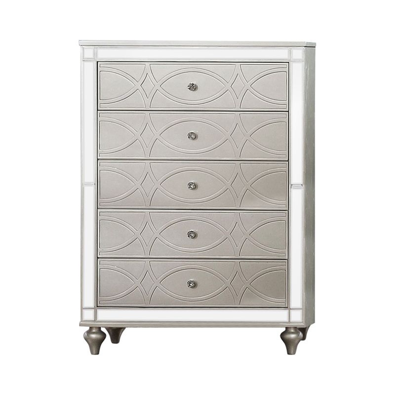 Silver Orchid Amann Traditional Silver 5-drawer Chest - Silver