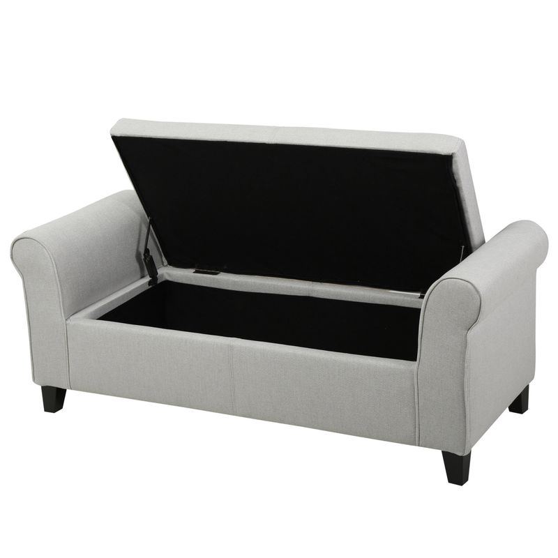 Hayes Upholstered Storage Ottoman Bench by Christopher Knight Home - Beige+Dark Brown