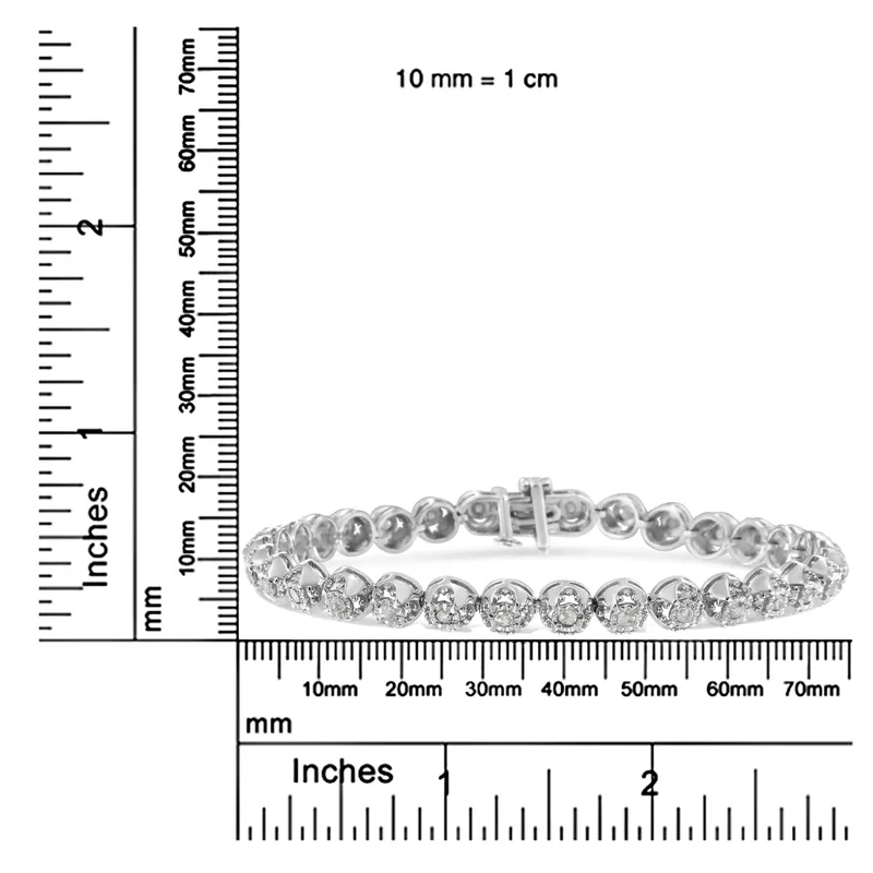 Sterling Silver 1ct. TDW Diamond Circle Link Eternity Bracelet (I-J,I3)