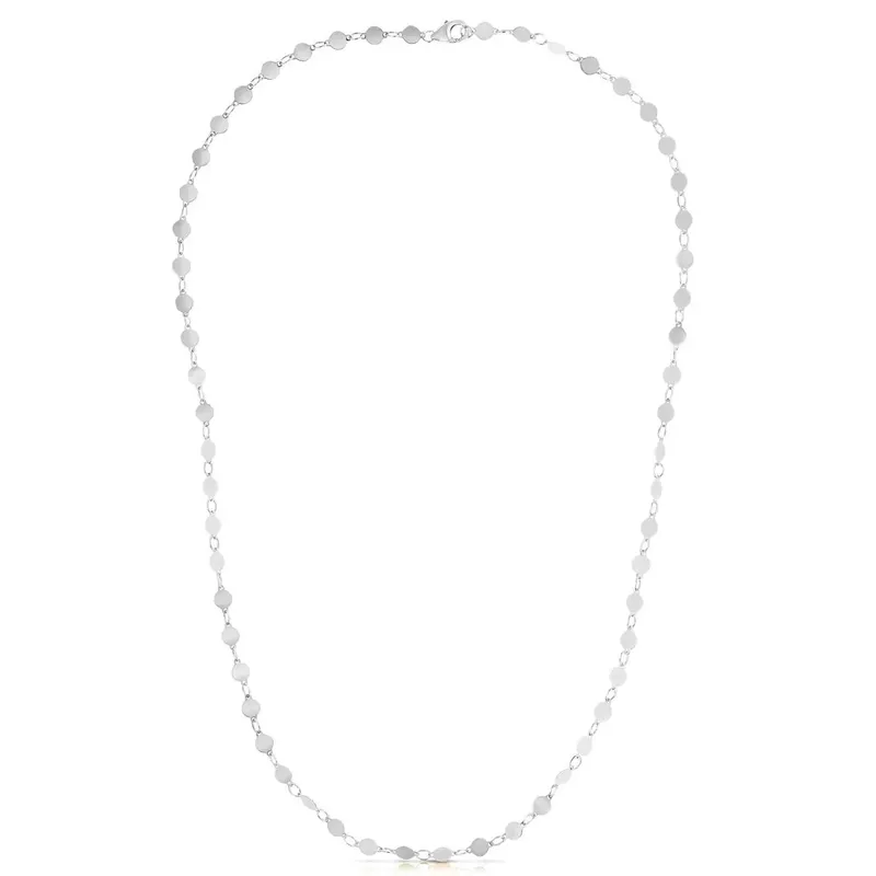 14k White Gold Necklace with Polished Circles (18 Inch)