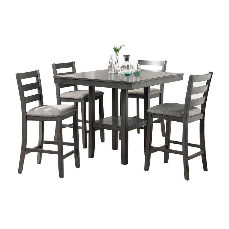 5 Piece Counter Height Dining Set in Grey - Grey
