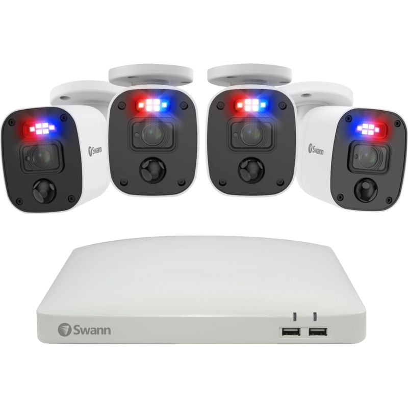 Front Zoom. Swann - Enforcer 8-Channel, 4-Camera Indoor/Outdoor Wired 1080p 1TB DVR Home Security Camera System - White