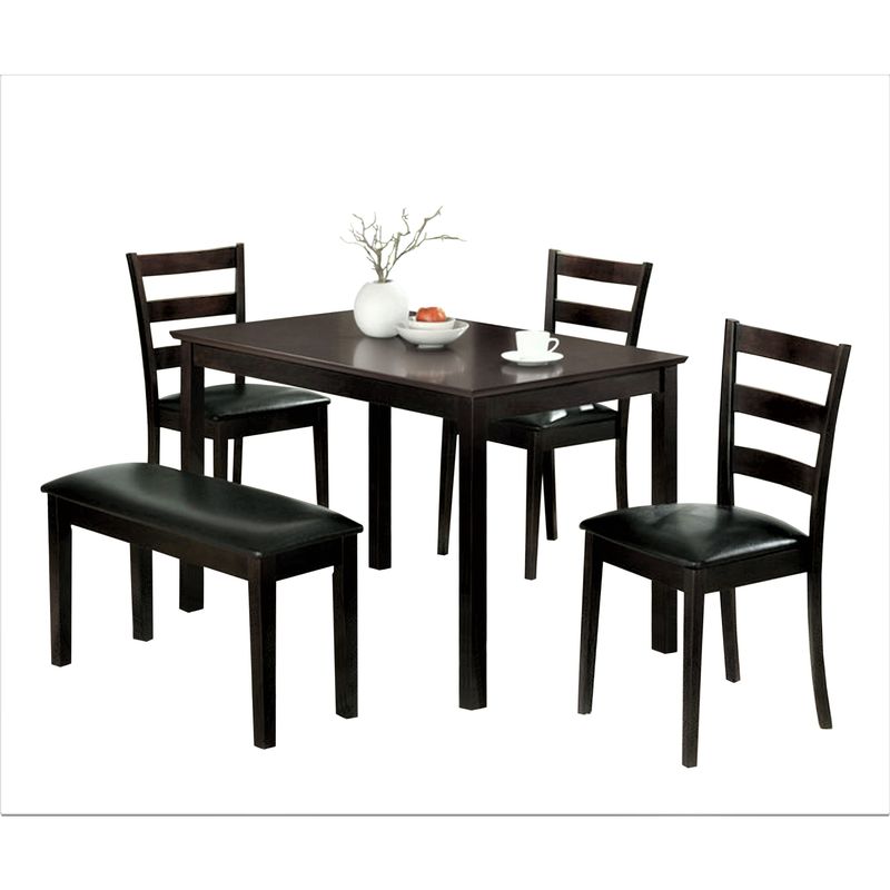Maddison Upholstered Wood 5 Piece Dining Table Set - Expresso
