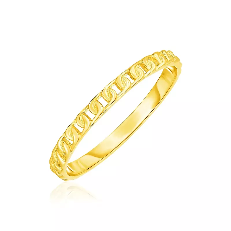 14k Yellow Gold Ring with Bead Texture (Size 7)