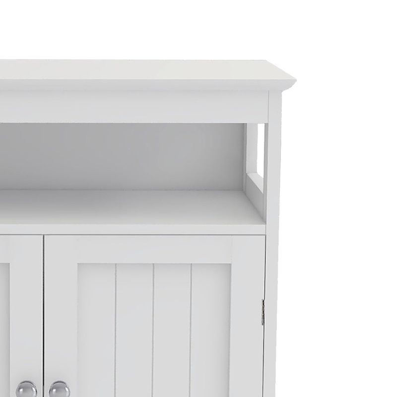 23.62 in.White Bathroom Standing Linen Cabinet,Double Shutter Doors - White - Wood Finish