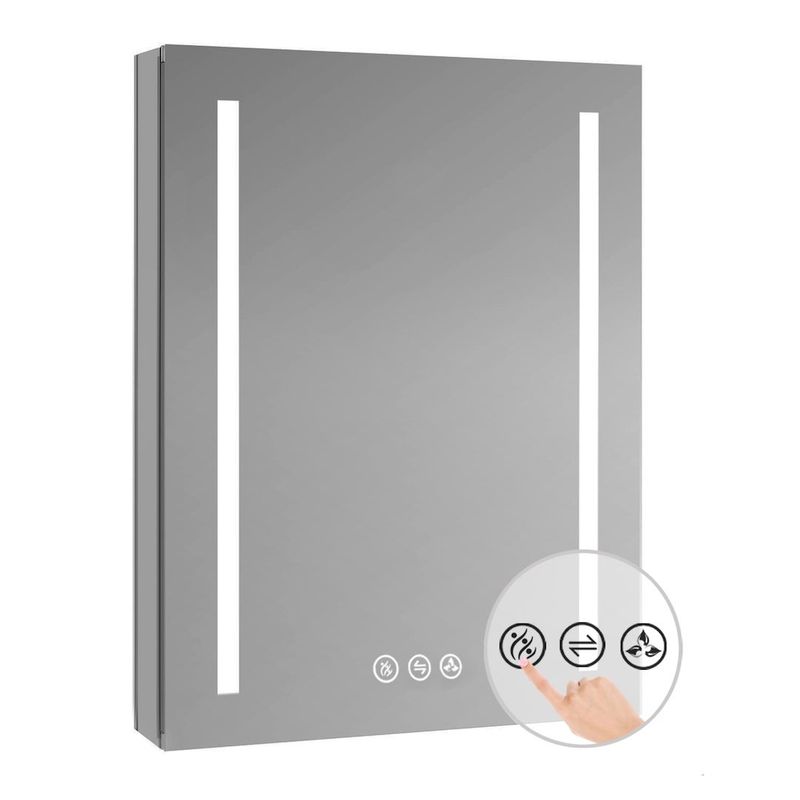 LED-lit Medicine Cabinet with Mirrors, Defogger, and USB Outlets - 20x32 - Hinge on Right