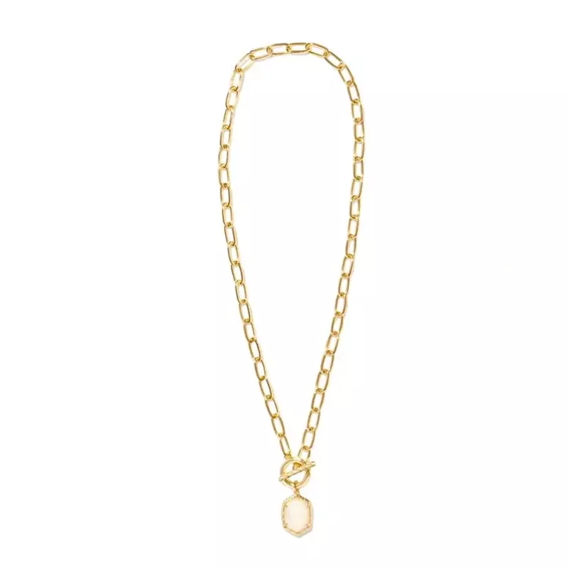 Kendra Scott Daphne Link and Chain Necklace (Gold/Ivory Mother of Pearl)