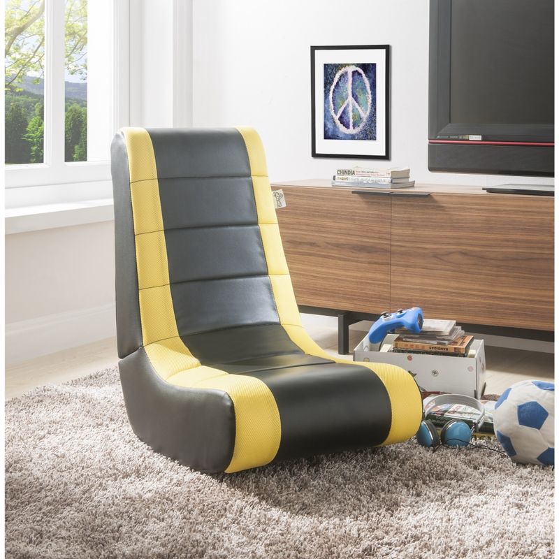 Loungie Rockme Video Gaming Rocker Chair For Kids, Teens, Adults - Black/silver